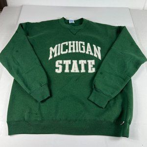 VTG Russell Michigan State Spartans Sweatshirt Fits Large Green Crewneck Tag XL